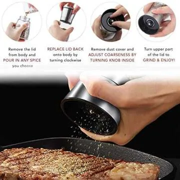 Stylish LessMo Salt and Pepper Grinder Set with Tray