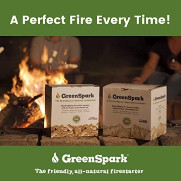 GreenSpark Friendly Fire Starter, 70 Count, 100% All-Natural, 8-10 Min. Burn, Fireplace, Campfire, Fire Pit, Grill, BBQ Smoker, Wood & Pellet Stove, Indoor & Outdoor, All-Weather, Super Fast Lighting