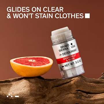 Aluminum-Free Deodorant for Men by Bravo Sierra, 2-Pack - Contains Natural Ingredients –Long Lasting All-Day Odor and Sweat Protection - Citrus and Cedarwood, 3.2 oz-Paraben-Free, Vegan & Cruelty-Free