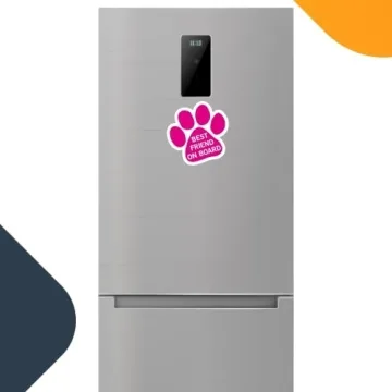 Best Friend on Board Pink Pawprint Magnet for Cars