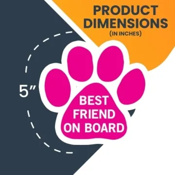 Best Friend on Board Pink Pawprint Magnet for Cars