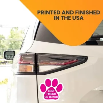 Best Friend on Board Pink Pawprint Magnet for Cars