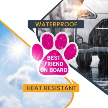 Best Friend on Board Pink Pawprint Magnet for Cars