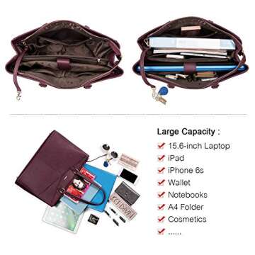 LOVEVOOK Laptop Tote Bag for Women 15.6 Inch Waterproof Leather Computer Bags Women Business Office Work Bag Briefcase Purple