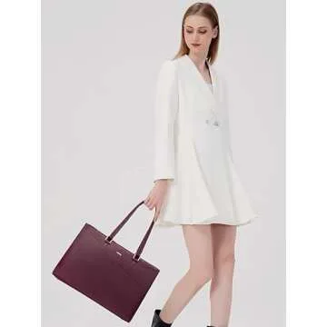 LOVEVOOK Laptop Tote Bag for Women 15.6 Inch Waterproof Leather Computer Bags Women Business Office Work Bag Briefcase Purple