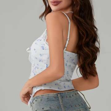 Women's Y2K Spaghetti Strap Cami Tank Crop Tops for Going Out S