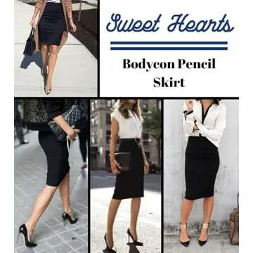 Sweet Hearts Women’s Basic Stretch Pencil Skirt- Regular & Plus Size- Below Knee Office Midi Bodycon Nylon Skirt Made in USA (Charcoal, X-Large)