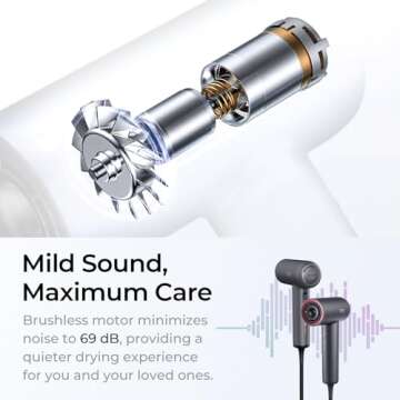 TYMO Ionic Hair Dryer, Professional Hair Blow Dryer with 110000 RPM Brushless Motor for Fast Drying, Lightweight Compact Hairdryer with Nozzle, Low Noise, 4 Temps & 3 Speeds for Women Man, Dark Gray