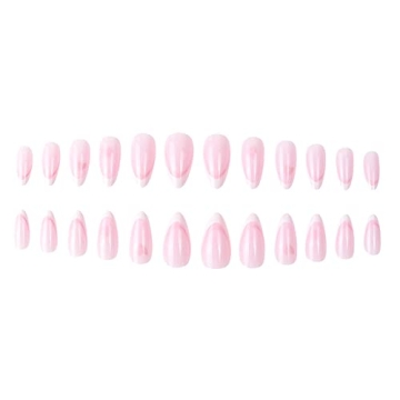 Foccna Pink French Press on Nails 24Pcs for Elegant Manicure