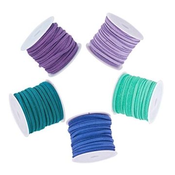 CHGCRAFT 27 Yards 3mm 5 Colors Flat Faux Suede Leather Lace for DIY Crafting