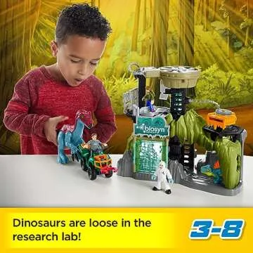 Fisher-Price Imaginext Jurassic World Toy Dinosaur Lab Playset, Owen Grady Maisie & Dr. Grant Figure...