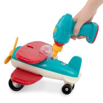 Battat – Classic Construction Toy – Pretend Play Toys – Toddler Plane Playset – Dexterity Bu...