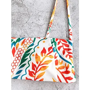 ZAFUL Ribbed Leaf Print Cami Bikini Set for women