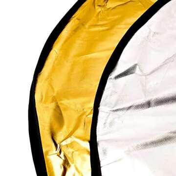 Photo Light Reflector 24x36 Inches/ 60x90 cm 5 in 1 Diffuser Photography Collapsible with Bag and Reflector Holder Clips for Studio Outdoor Lighting, Translucent, Silver, Gold, White and Black