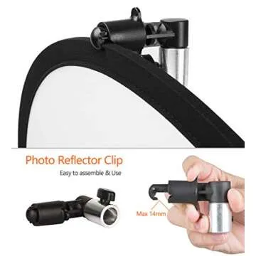 Photo Light Reflector 24x36 Inches/ 60x90 cm 5 in 1 Diffuser Photography Collapsible with Bag and Reflector Holder Clips for Studio Outdoor Lighting, Translucent, Silver, Gold, White and Black
