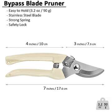BUGUI Garden Shears Set of 2, Includes 1 Bypass Pruning Shears and 1 Straight Blade Garden Scissors, Sharp, Lightweight
