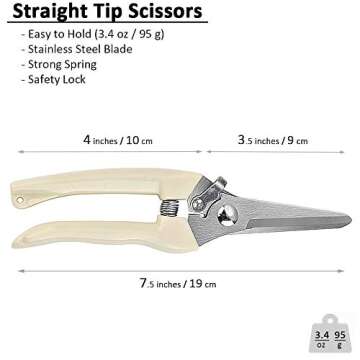 BUGUI Garden Shears Set of 2, Includes 1 Bypass Pruning Shears and 1 Straight Blade Garden Scissors, Sharp, Lightweight