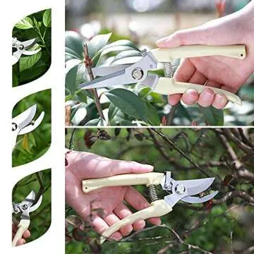BUGUI Garden Shears Set of 2, Includes 1 Bypass Pruning Shears and 1 Straight Blade Garden Scissors, Sharp, Lightweight