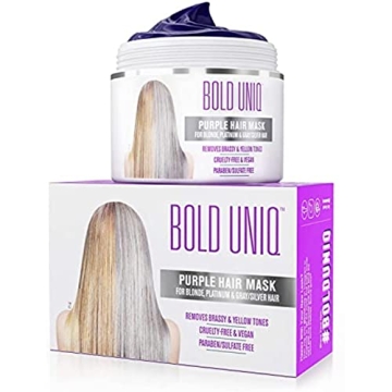 BOLD UNIQ Purple Hair Mask - Toner For Blonde, Platinum, Bleached, Silver, Gray, Ash & Brassy Hair -...
