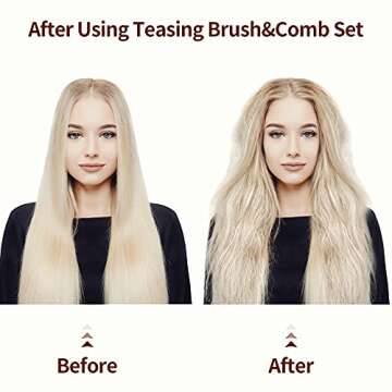 Patelai 3-Piece Hair Comb Set Includes 3-Row Nylon Teasing Brush, Boar Bristle Teaser Brushes, and Triple Teasing Combs for Women Stylists - Pink and Black