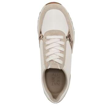Naturalizer Womens Shay Lace Up Fashion Sneaker Sneaker White/Leopard Leather 8 M