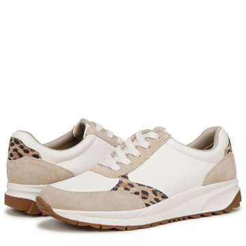 Naturalizer Womens Shay Lace Up Fashion Sneaker Sneaker White/Leopard Leather 8 M