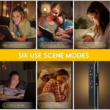 MARSPOWER LED Floor Lamp, 15W Modern Reading Floor Lamp with Remote Control for Living Room and Bedroom, Adjustable Gooseneck Standing Lamp, 4 Colors Bright Dimmable Tall Standing Light