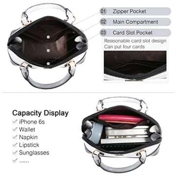 Small Crossbody Bags for Women Classic Double Zip Top Handle Dome Satchel Bag Shoulder Purse Black&Beige