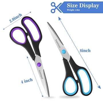Scissors Set of 6-Pack, 8" Scissors All Purpose Comfort-Grip Handles Sharp Scissors for Office Home School Craft Sewing Fabric Supplies, High/Middle School Student Teacher Scissor, Right/Left Hand