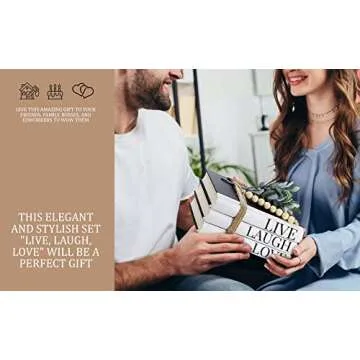 Live|Laugh|Love Decorative Books - Set of 3 Faux Coffee Table Books for Home Decor and Shelves