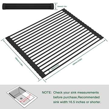 HANZENMA Roll Up Dish Drying Rack Over The Sink Kitchen Roll Up Sink Drying Rack Multipurpose Foldab...