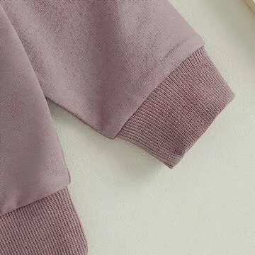 Fernvia Toddler Baby Girl Clothes 3 6 9 12 18 24 Months Fall Outfits Solid Long Sleeve Sweatshirt Tops + Pants Set (A-Purple, 6-12 Months)