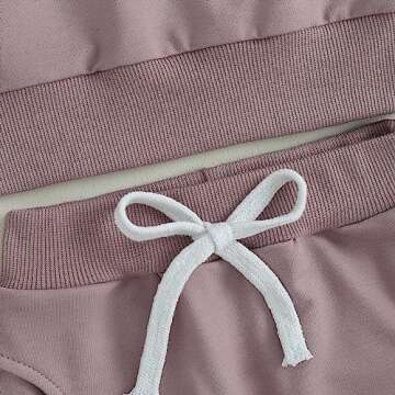 Fernvia Toddler Baby Girl Clothes 3 6 9 12 18 24 Months Fall Outfits Solid Long Sleeve Sweatshirt Tops + Pants Set (A-Purple, 6-12 Months)