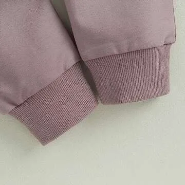 Fernvia Toddler Baby Girl Clothes 3 6 9 12 18 24 Months Fall Outfits Solid Long Sleeve Sweatshirt Tops + Pants Set (A-Purple, 6-12 Months)