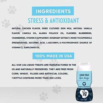 LIQ Stress & Antioxidant Liquid Dog Treat - Low-Calorie Healthy Snacks