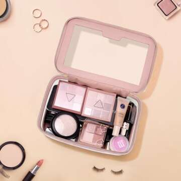 Soimeat Clear Makeup Bag, Leather Travel Makeup Case Toiletry Bag, Portable Cosmetic Bag Case, Trans...