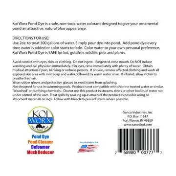 KoiWorx Blue Dye - Safe Ornamental Pond Color Enhancer