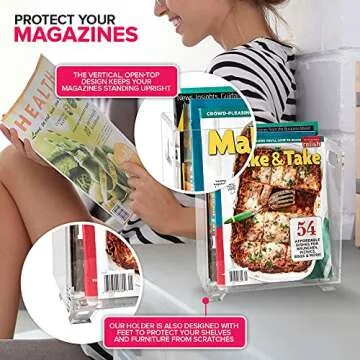 Stock Your Home Acrylic Magazine Holder - Crystal Clear Holder - Shatterproof - Open Top - Space Saver - For Magazines, Publications, Office Desk, Reception, Waiting Room