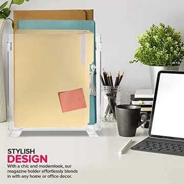 Stock Your Home Acrylic Magazine Holder - Crystal Clear Holder - Shatterproof - Open Top - Space Saver - For Magazines, Publications, Office Desk, Reception, Waiting Room