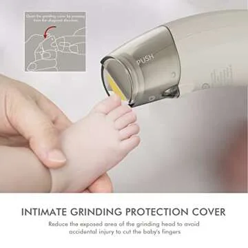 Baby Nail Trimmer Electric, ANGELBLISS Baby Nail Clippers with Grinding Cover and LED Light, Baby Nail File Kit for Newborn Infant Toddler or Adults Toes Fingernails, Included 5 Grinding Heads (Beige)