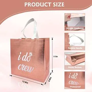 ZOETOOL Bridemaids Gift Bags I DO Crew Bridesmaid Bags Set of 8 Bachelorette Party Bags Rose Gold Gift Bag for Wedding Day Bridal Shower Team Bride Bachelorette Party Favors Goodie Gift Bags