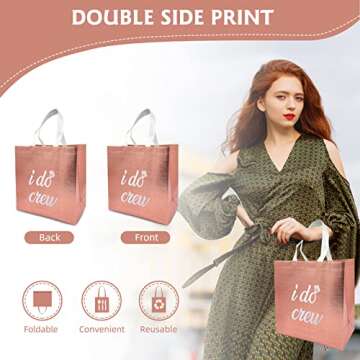 ZOETOOL Bridemaids Gift Bags I DO Crew Bridesmaid Bags Set of 8 Bachelorette Party Bags Rose Gold Gift Bag for Wedding Day Bridal Shower Team Bride Bachelorette Party Favors Goodie Gift Bags