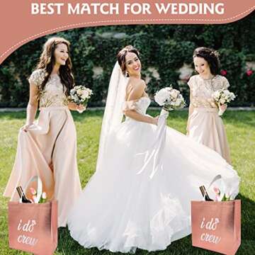 ZOETOOL Bridemaids Gift Bags I DO Crew Bridesmaid Bags Set of 8 Bachelorette Party Bags Rose Gold Gift Bag for Wedding Day Bridal Shower Team Bride Bachelorette Party Favors Goodie Gift Bags