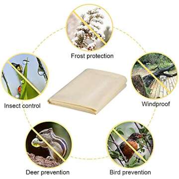 LAVZAN Beige/White/Green Plant Cover Bag Shrub Jacket for Frost Protection Freeze Protection Insect Protection Terrible Weather Protection (Beige/30g, 60"x80"/1Pc)