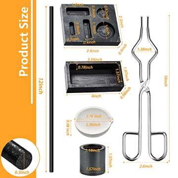 7 Pieces Graphite Torch Melting Casting Kit, Including 2 Graphite Crucible Stir Stick, Graphite Cast...