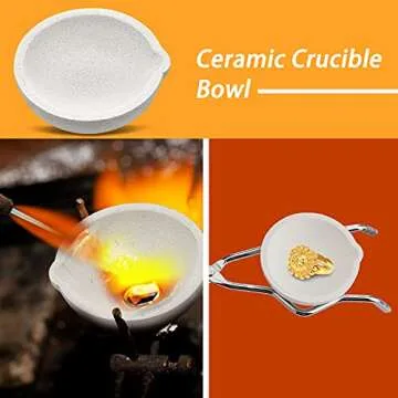 7 Pieces Graphite Torch Melting Casting Kit, Including 2 Graphite Crucible Stir Stick, Graphite Casting Mould 5-in-1 Graphite Casting Ingot Mould, Quartz Crucible, Cylindrical Graphite, Tong for Melt