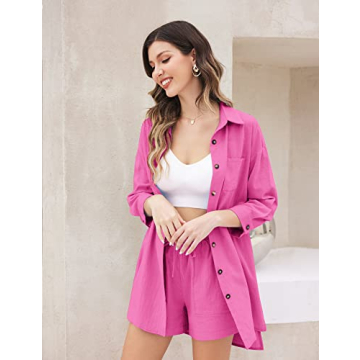 Zeagoo Women’s Chic Summer Lounge Tracksuit in Rose Red