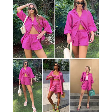 Zeagoo Women’s Chic Summer Lounge Tracksuit in Rose Red