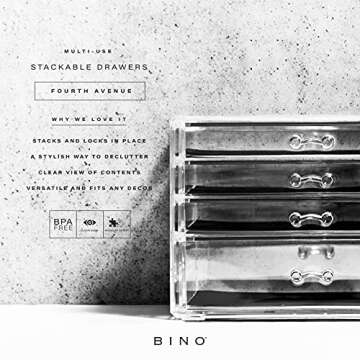 BINO THE MANHATTAN SERIES Acrylic Makeup Drawer Organizer- 4 Drawers | Clear Beauty Organizers and S...