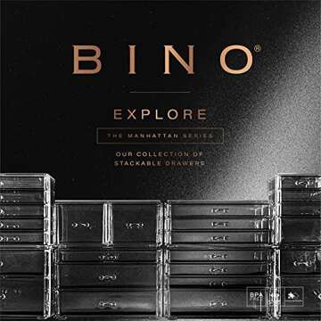 BINO THE MANHATTAN SERIES Acrylic Makeup Drawer Organizer- 4 Drawers | Clear Beauty Organizers and Storage| Cosmetic & Drawer| Home Organization| Jewelry Vanity Accessories